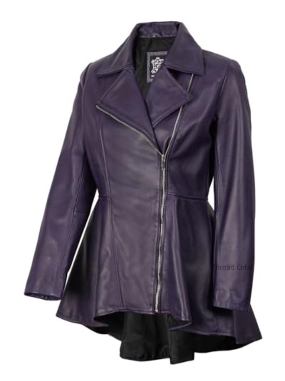 Real Lambskin Peplum Leather Jacket Women's Aviator Notch Lapel Zip